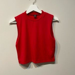 Red high neck crop top